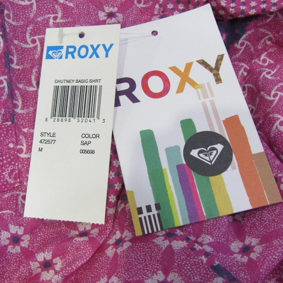 NEW Roxy Pink Handkerchief Print Snap Shirt Size M - Picture 5 of 7